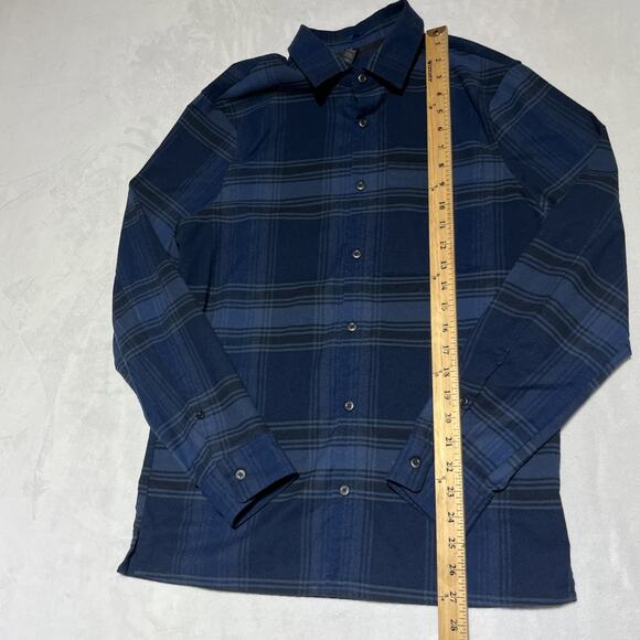 Lululemon Masons Peak Flannel Shirt Mens Small Plaid Blue Button Up Casual - Picture 12 of 14